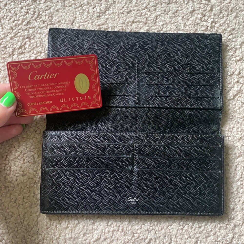 Vintage Rare Cartier Paris Black Long Leather Wallet